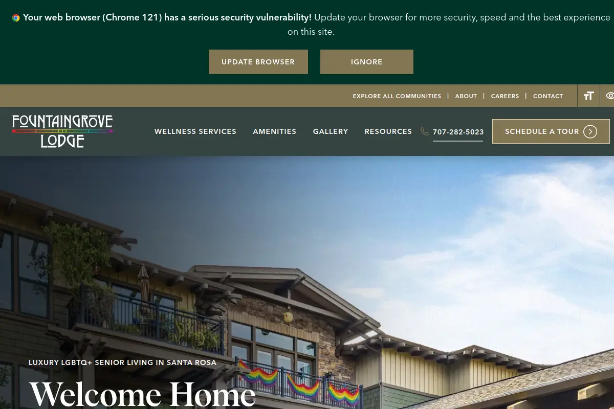 Homepage of the Fountaingrove Lodge website
