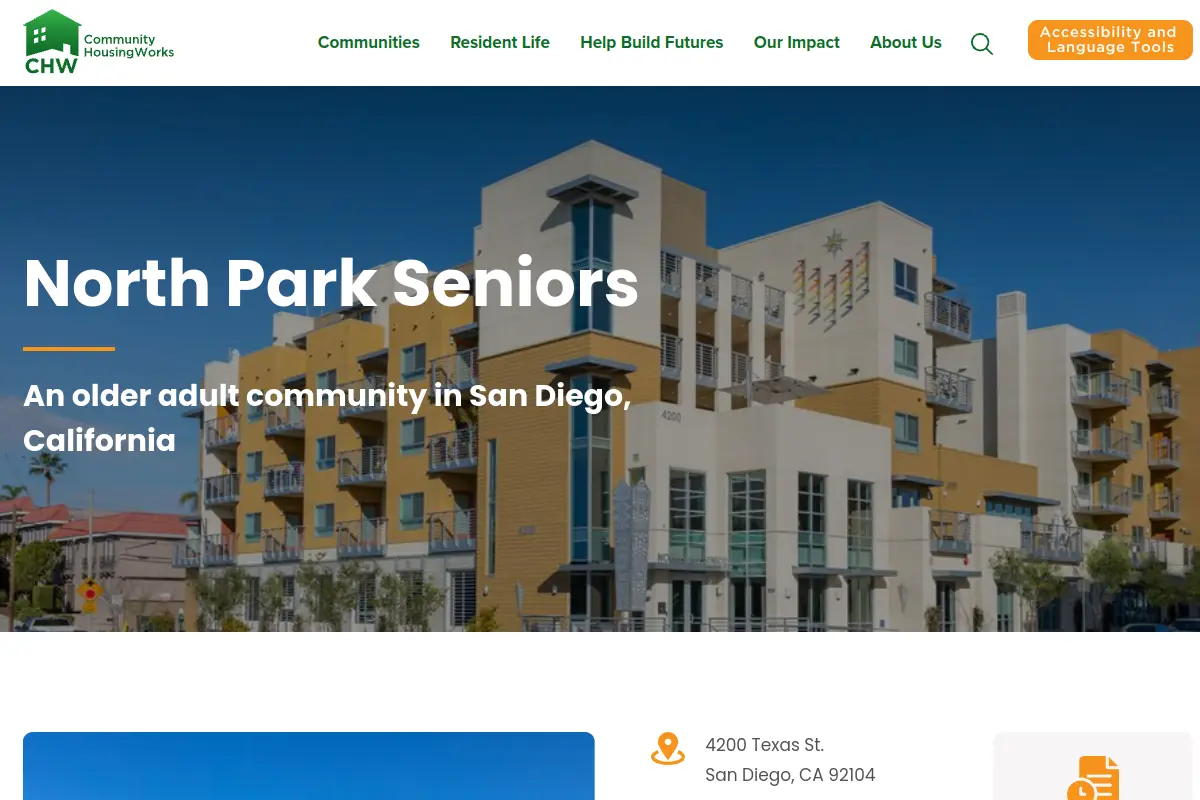 Homepage of the North Park Senior Apartments website
