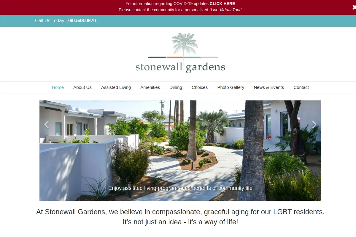 Homepage of the Stonewall Gardens website